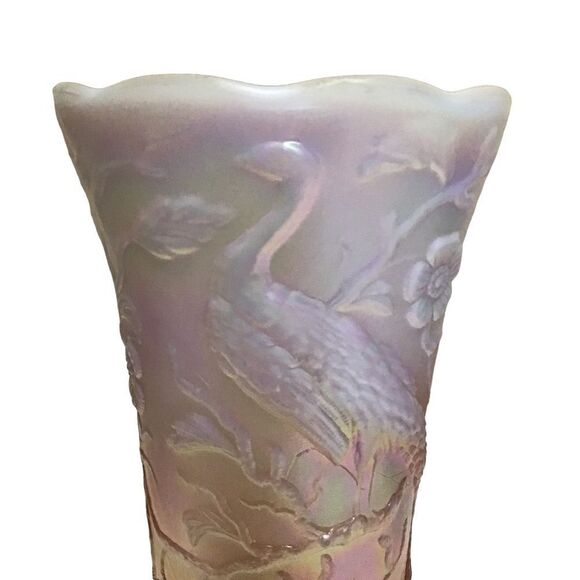 Fenton Peacock Pink Iridescent Carnival Vase - Picture 2 of 7